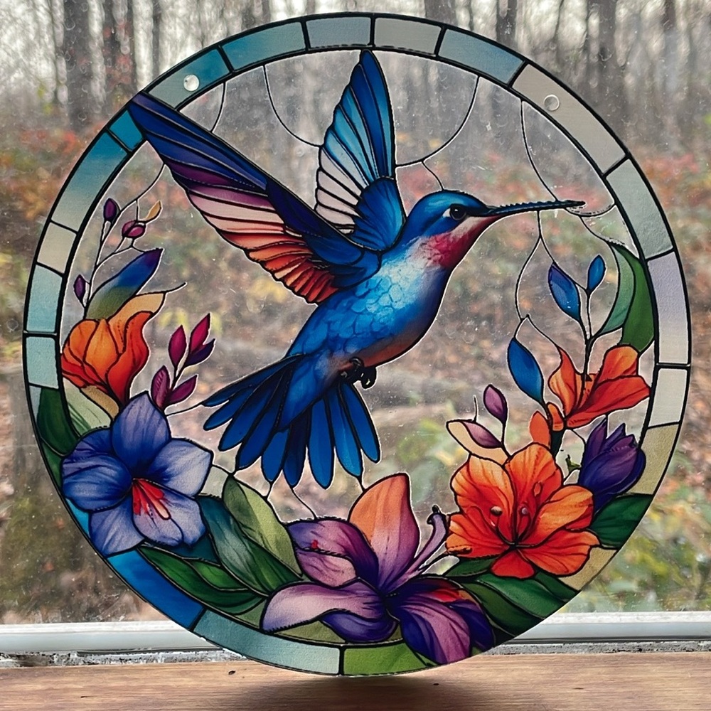 Suncatcher Hummingbird Acrylic Decorative 8” Window Hanging Home Decor 8”